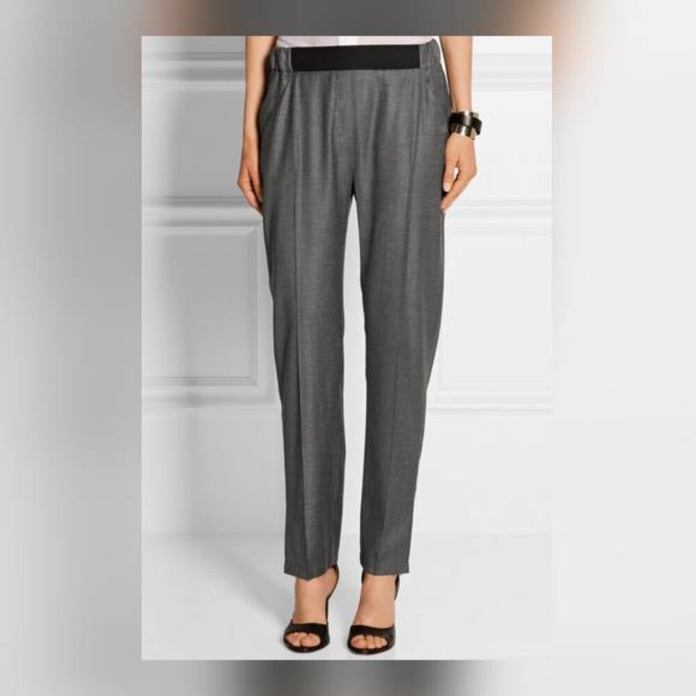 MM6 Maison Martin Margiela SS/15 Grey Wool-Blend Gabardine Tapered Trousers